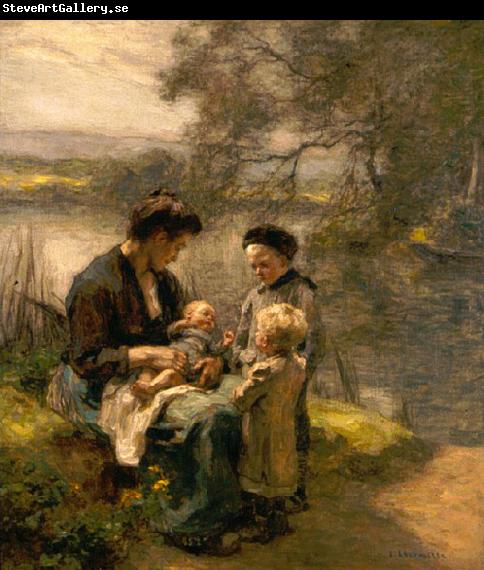 Leon Augustin Lhermitte Woman with Child and Two Children